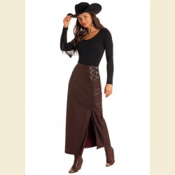 Wine Pleather maxi skirt