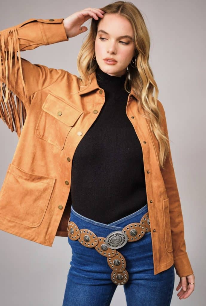 Suede Fringe Jacket – Cognac Western Style