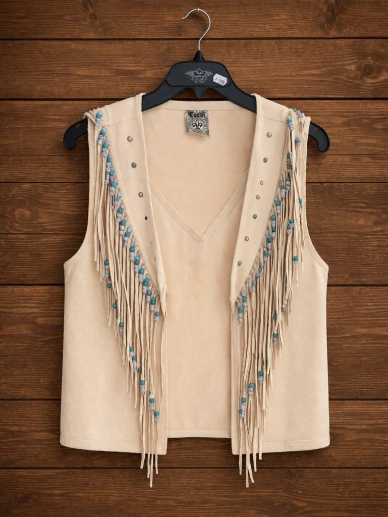 Fringe Suede vest K3570V Naturel