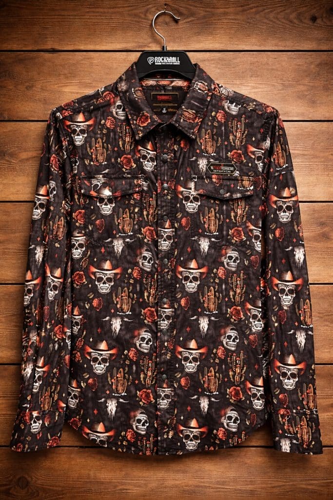 Western skull shirt long sleeve