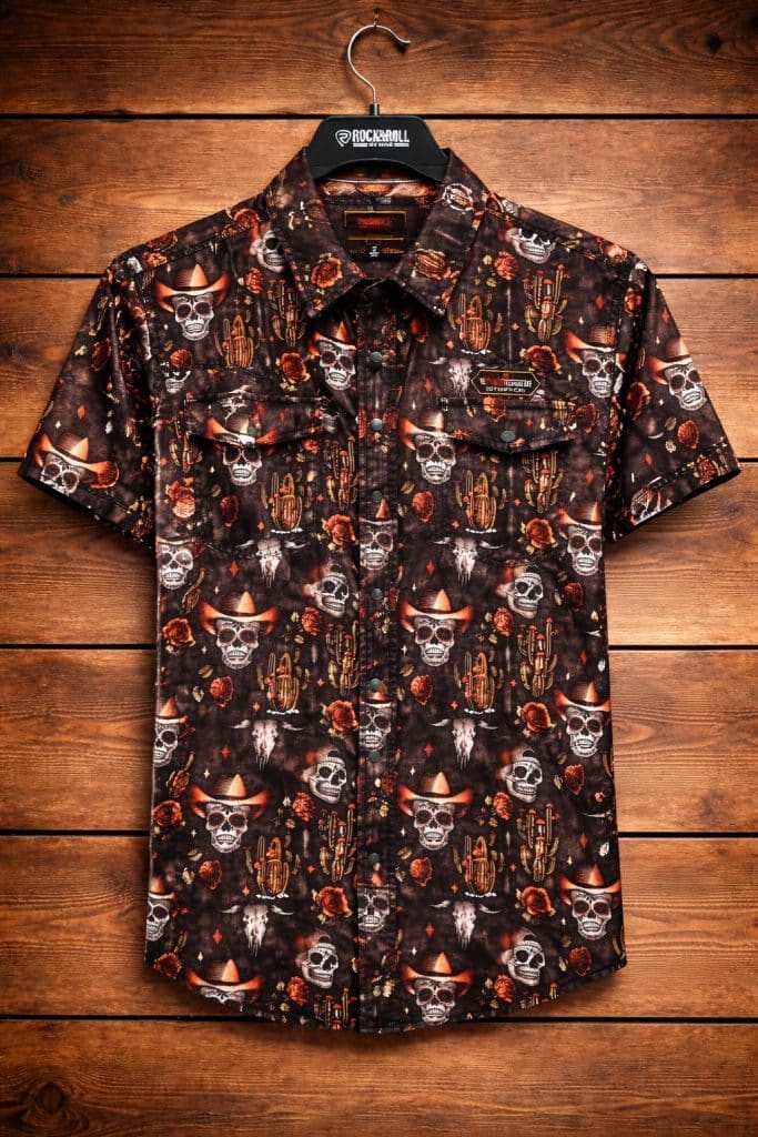 Western skull shirt short sleeve