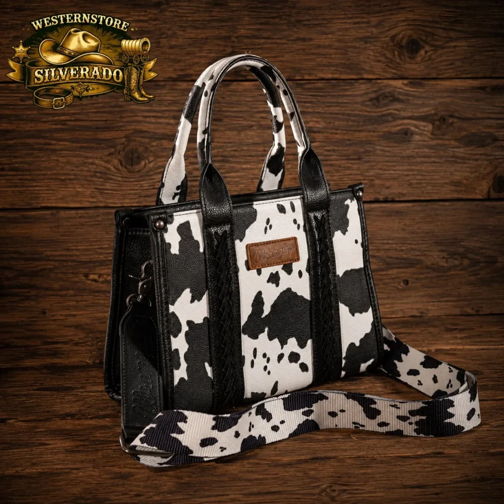 Wrangler cow print bag black