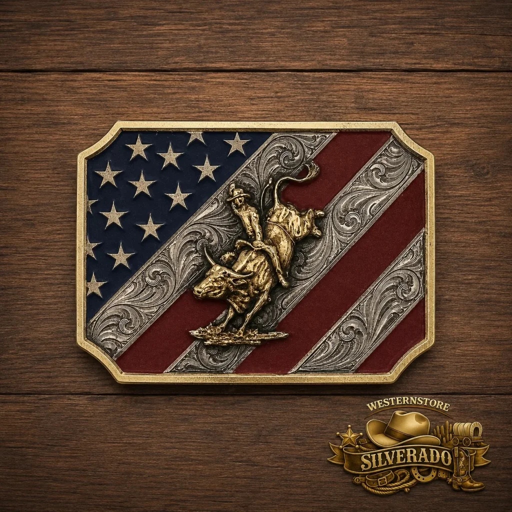 Patriot Bull Rider Attitude Belt Buckle