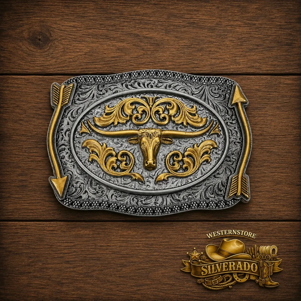 Pointing West Longhorn Buckle