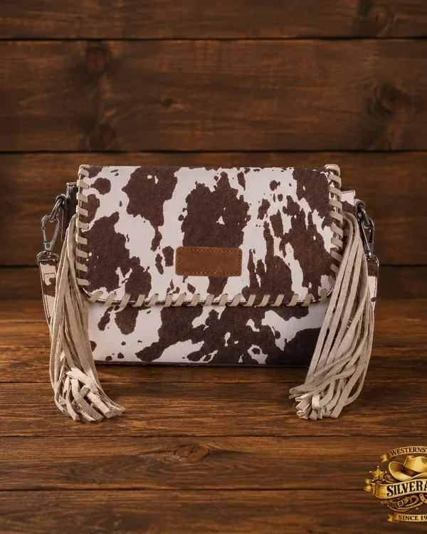 Wester cow print fringe bag