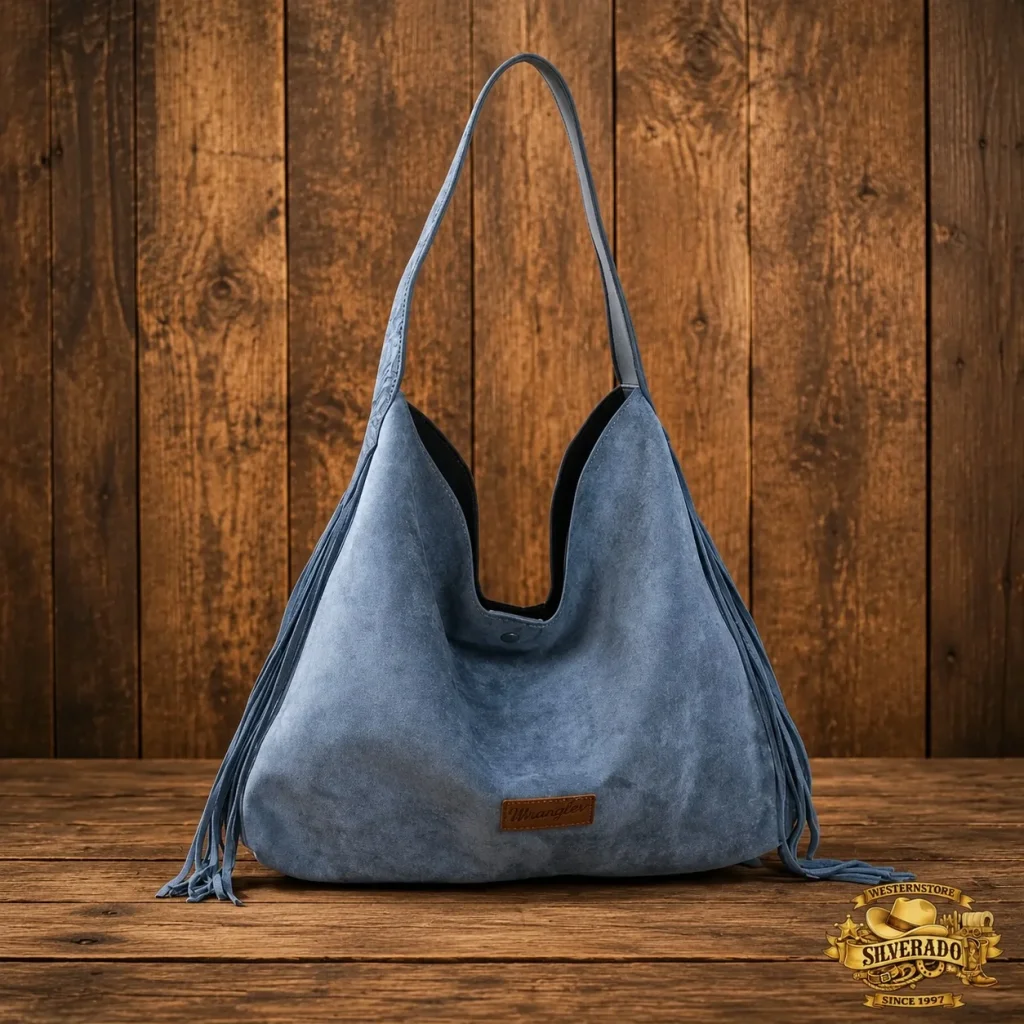 Wrangler Fringe hobo bag jeans bleu