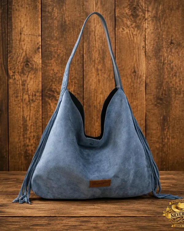 Wrangler Fringe hobo bag jeans bleu