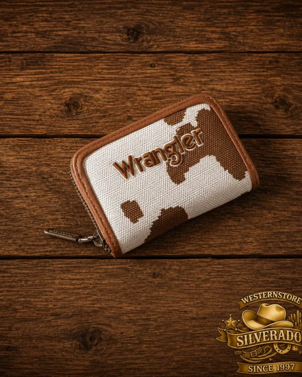 Wrangler Cow Print Card Wallet – Brown