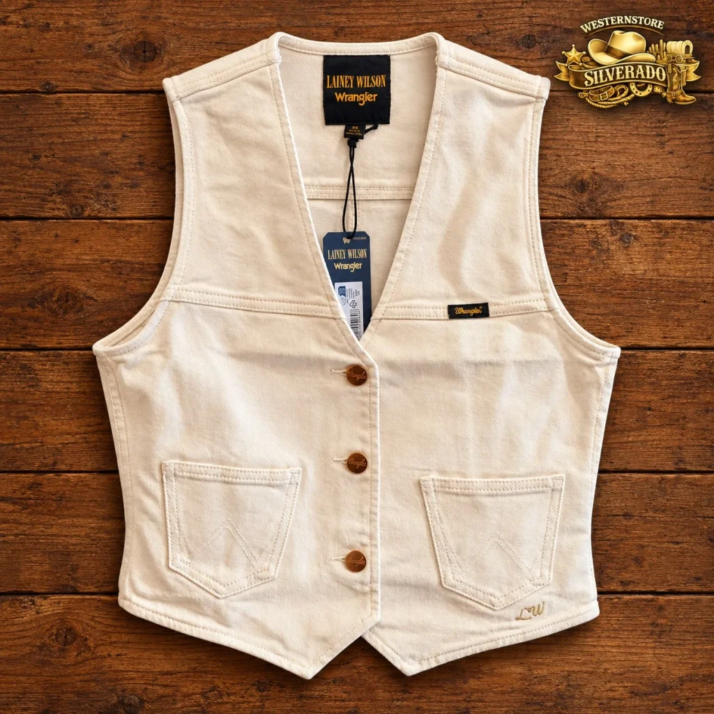 Lainey Wilson x Wrangler Crème Denim Gilet