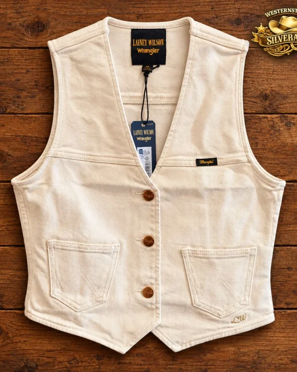 Lainey Wilson x Wrangler Crème Denim Gilet