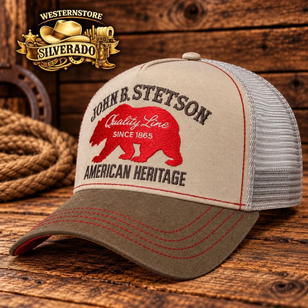 Stetson John B. Stetson  Trucker Cap –  Bear Beige / Red