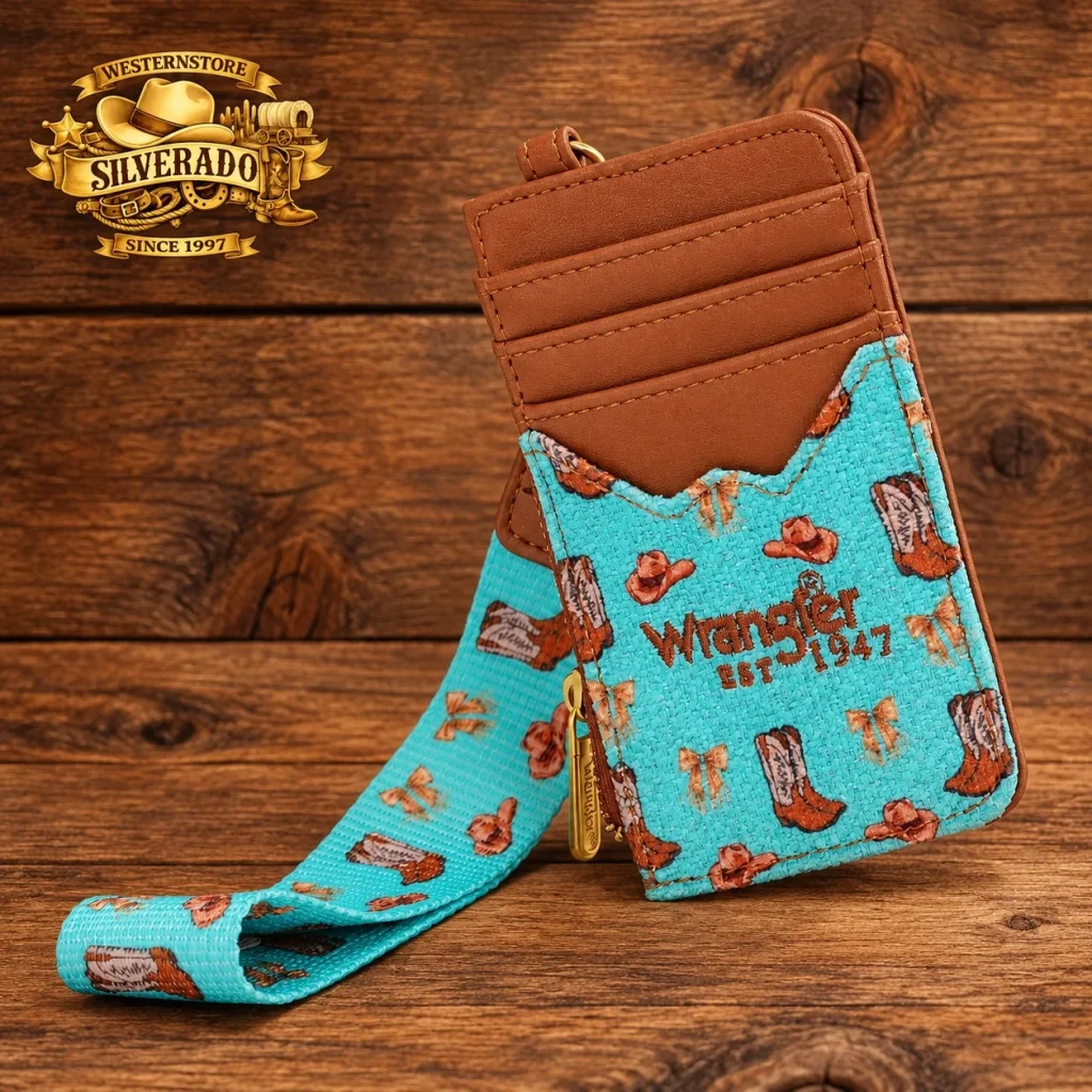 Wrangler Western Kaarthouder – Turquoise Cowboy Print