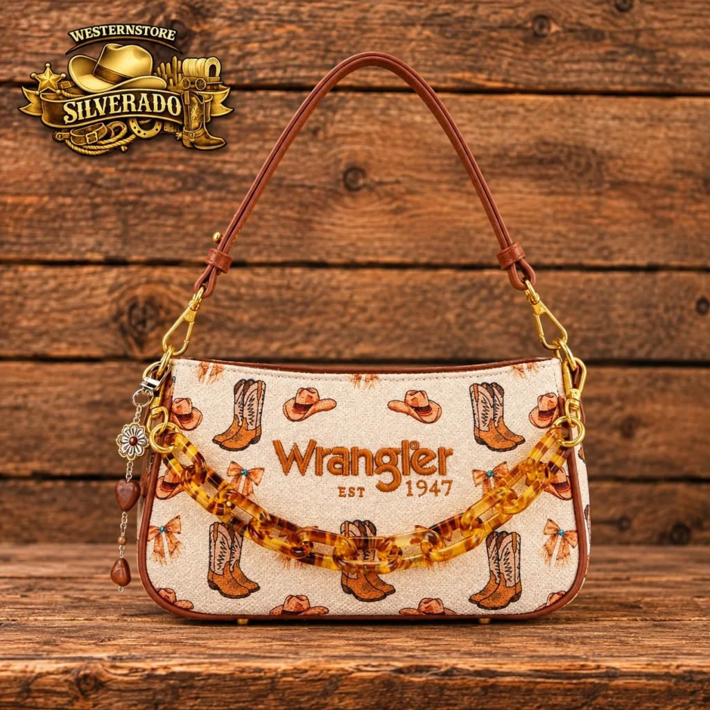 Wrangler Western Schoudertas – Tan Cowboy Print