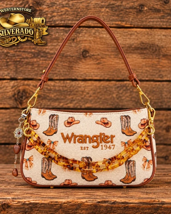 Wrangler Western Schoudertas – Tan Cowboy Print