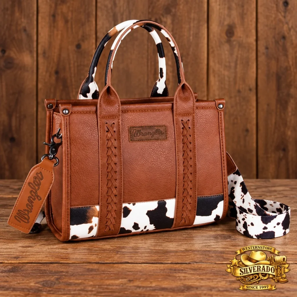 Wrangler Western Handtas – Cognac met Cowprint