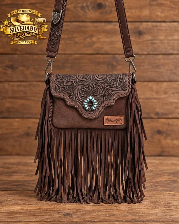 Wrangler  Zwart met Franjes Coffee bruin