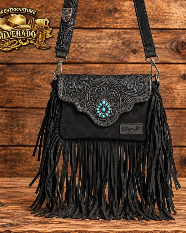 Wrangler  Zwart met Franjes & Turquoise Concho